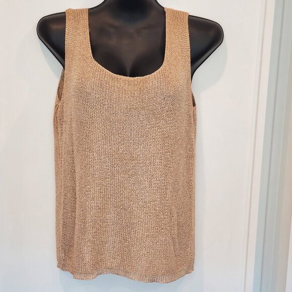She's Line New York Gold Stretchy Lightweight Sleeveless Tank, Large - Picture 1 of 5